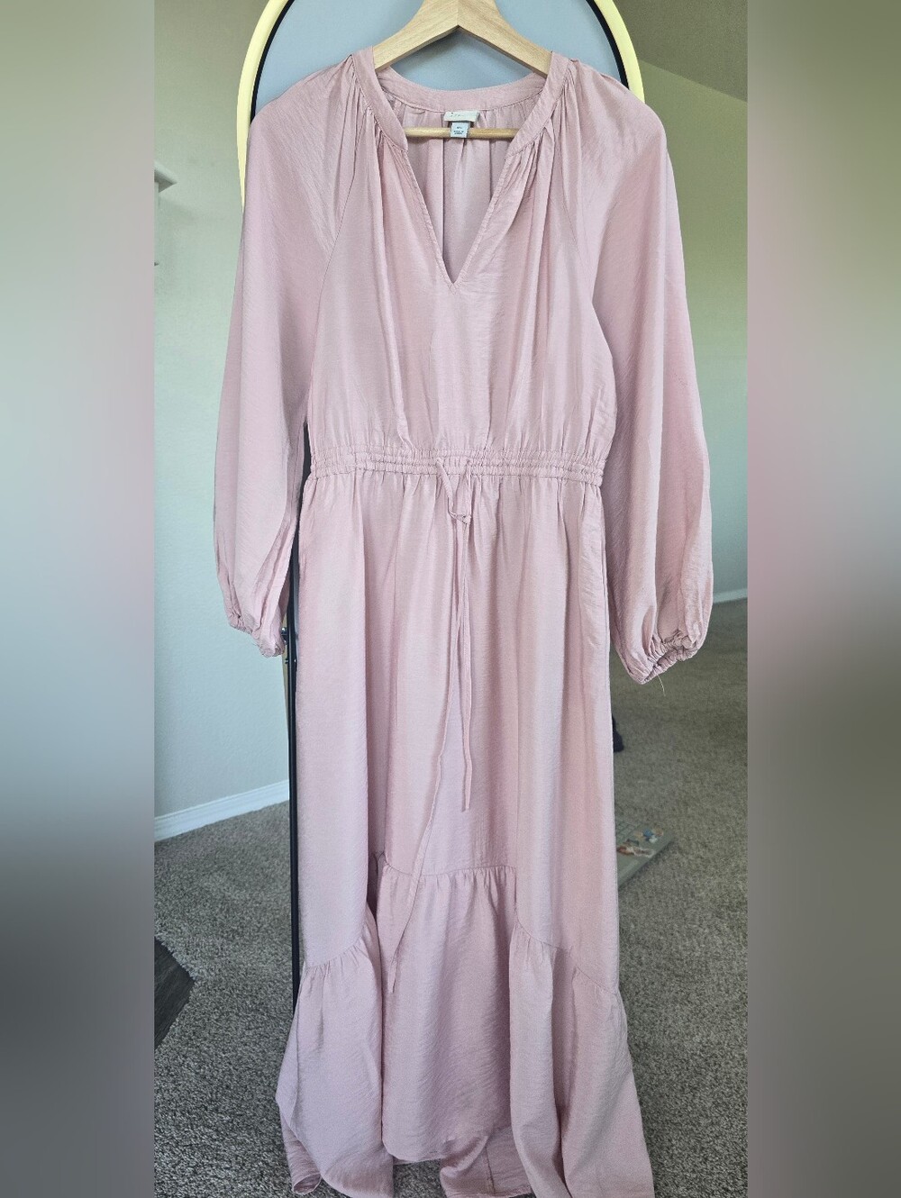 Target Blush Pink V-Neck Long Sleeve Maxi Dress